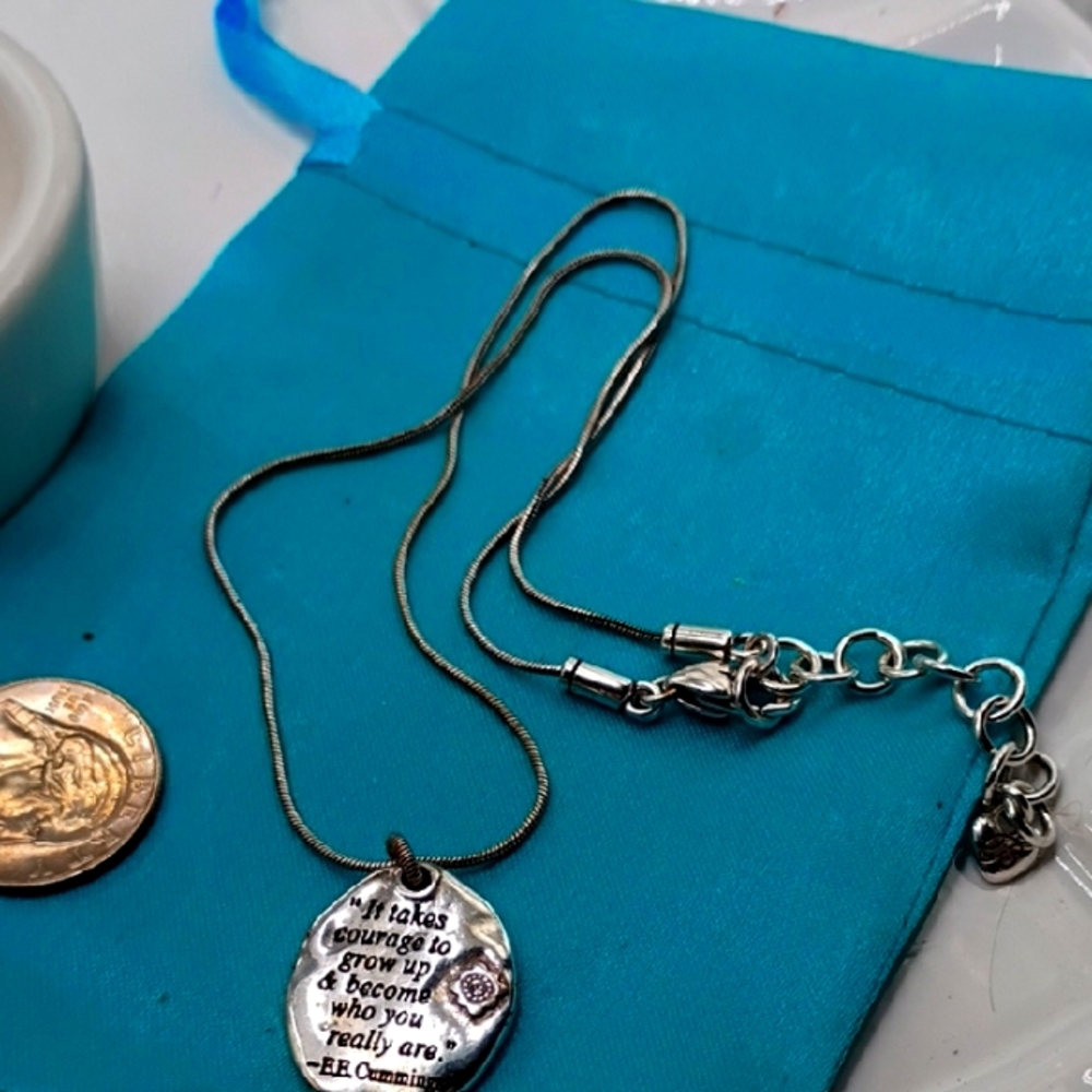 Brighton Silver Snake Chain Necklace with Engraved Pendant